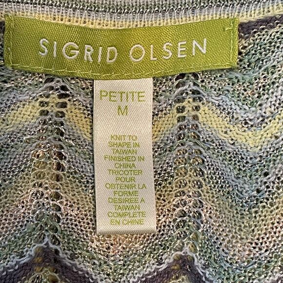 Sigrid Olsen Chevron Stripe Cardigan Sweater MP - Picture 5 of 9